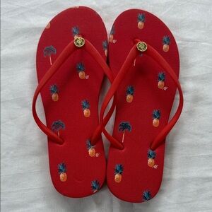 Abercrombie 8/9 Red Flip Flops with Pineapple Print